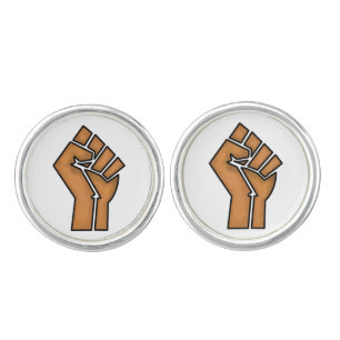 black pride fist unity history unity African brown Cufflinks
