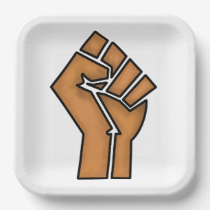 black pride fist unity history unity African brown Paper Plates