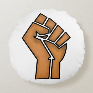 black pride fist unity history unity African brown Round Pillow