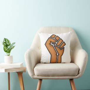 black pride fist unity history unity African brown Throw Pillow