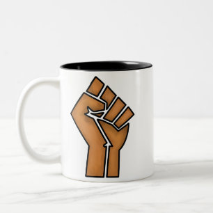 black pride fist unity history unity African brown Two-Tone Coffee Mug