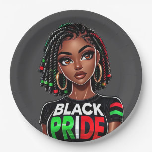 Black Pride Lady Paper Plates
