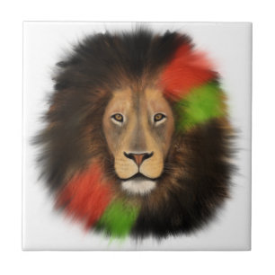 black pride lion red green unity jungle cat king ceramic tile