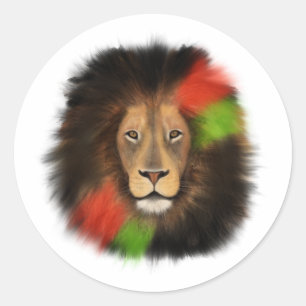 black pride lion red green unity jungle cat king classic round sticker