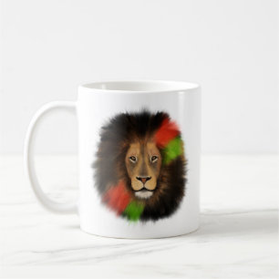 black pride lion red green unity jungle cat king coffee mug