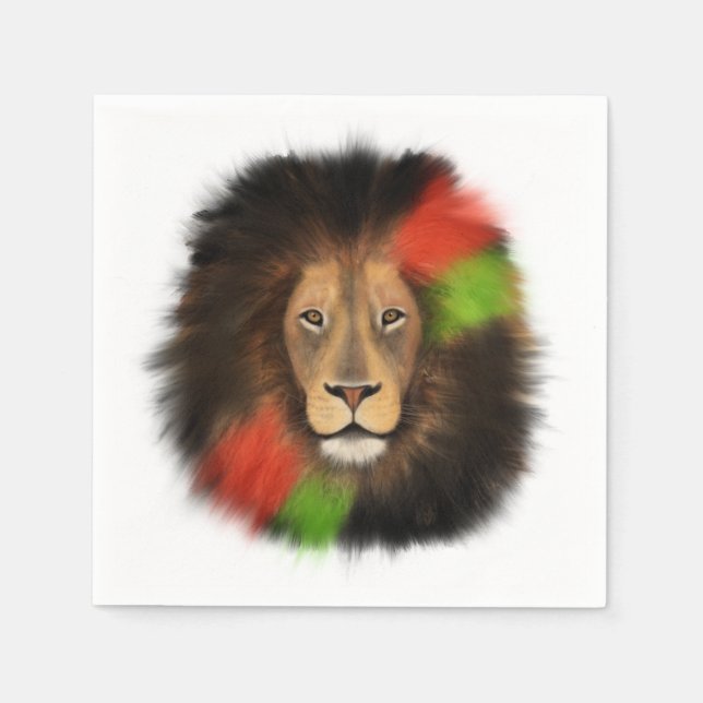 black pride lion red green unity jungle cat king  napkins (Front)