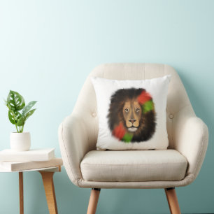 black pride lion red green unity jungle cat king throw pillow