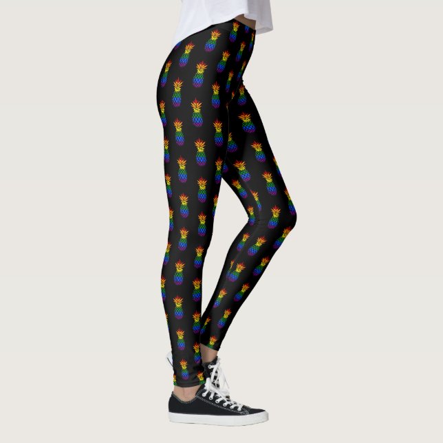 Black | Pride Pineapple Rainbow Pattern Leggings (Right)