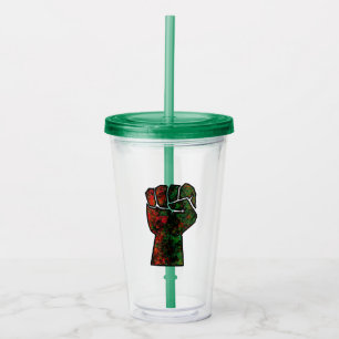 black pride red green fist pan African flag unity  Acrylic Tumbler