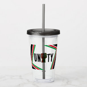 black pride red green fist pan African flag unity Acrylic Tumbler