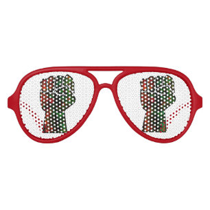 black pride red green fist pan African flag unity  Aviator Sunglasses