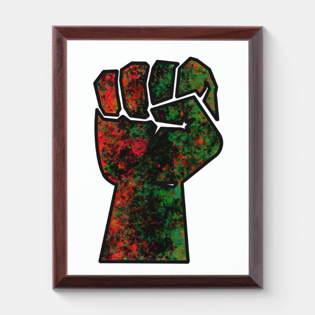 black pride red green fist pan African flag unity  Award Plaque (Vertical)