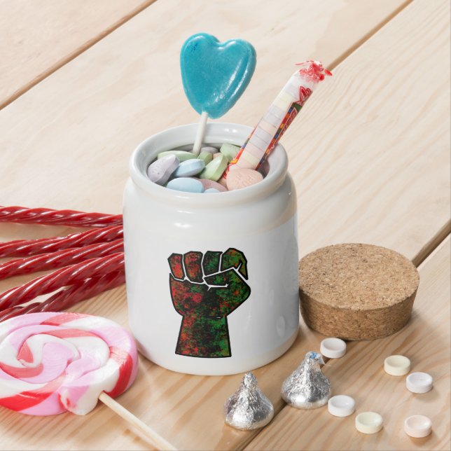 black pride red green fist pan African flag unity  Candy Jar (In Situ)