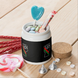 black pride red green fist pan African flag unity Candy Jar
