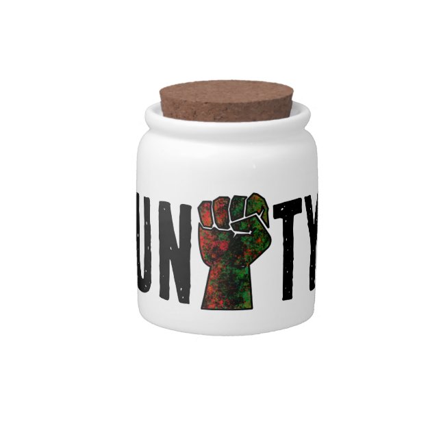 black pride red green fist pan African flag unity  Candy Jar (Front)