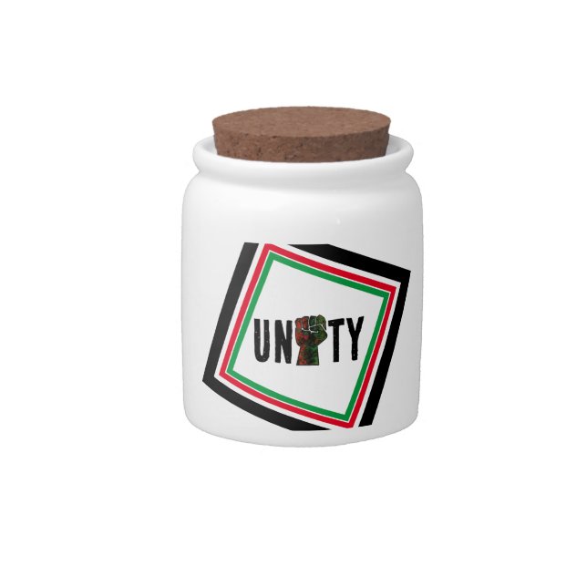 black pride red green fist pan African flag unity  Candy Jar (Front)