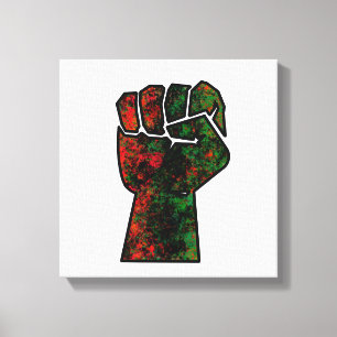 black pride red green fist pan African flag unity  Canvas Print