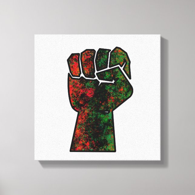 black pride red green fist pan African flag unity  Canvas Print (Front)