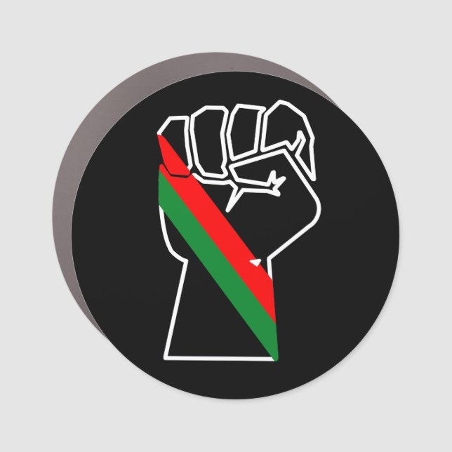 black pride red green fist pan African flag unity  Car Magnet (Front)