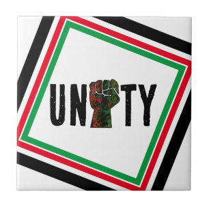 black pride red green fist pan African flag unity  Ceramic Tile