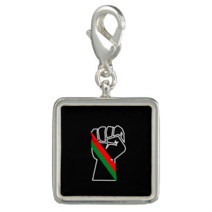 black pride red green fist pan African flag unity  Charm