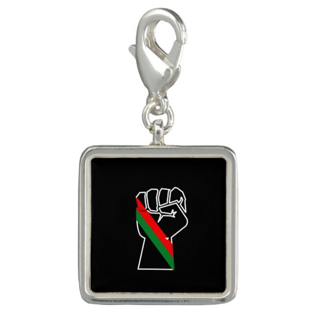 black pride red green fist pan African flag unity  Charm (Front)