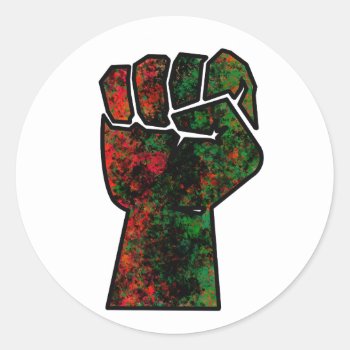 Black Pride Red Green Fist Pan African Flag Unity  Classic Round Sticker by CharmedPix at Zazzle