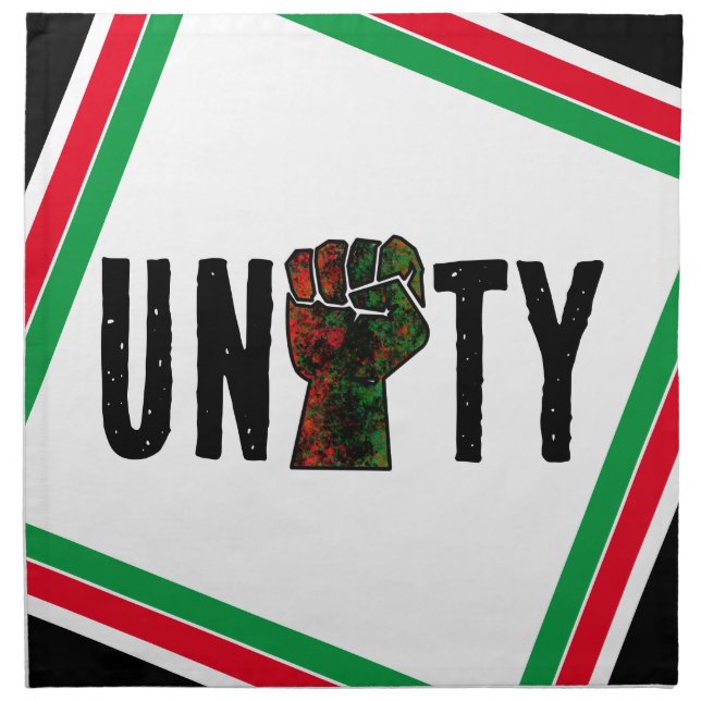 black pride red green fist pan African flag unity  Cloth Napkin (Front)