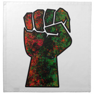 black pride red green fist pan African flag unity  Cloth Napkin