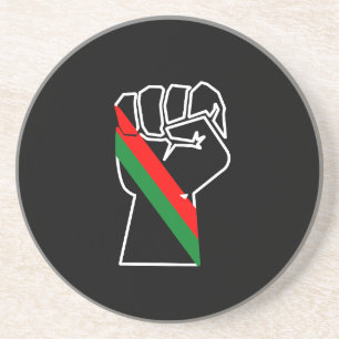 black pride red green fist pan African flag unity Coaster