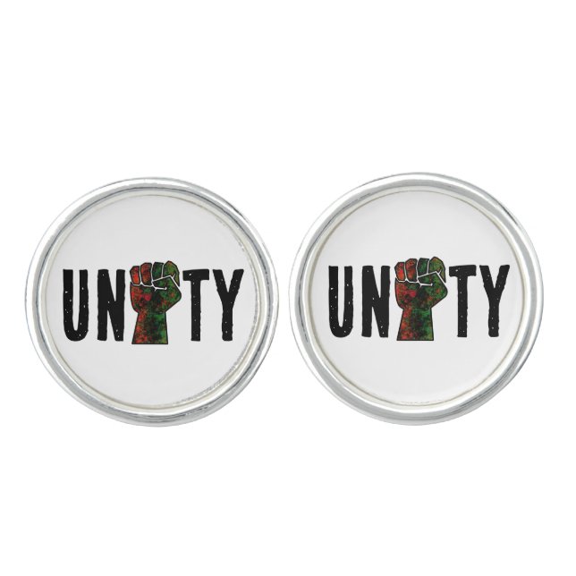 black pride red green fist pan African flag unity  Cufflinks (Front)