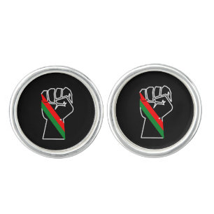 black pride red green fist pan African flag unity Cufflinks