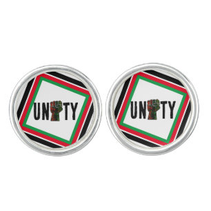 black pride red green fist pan African flag unity Cufflinks