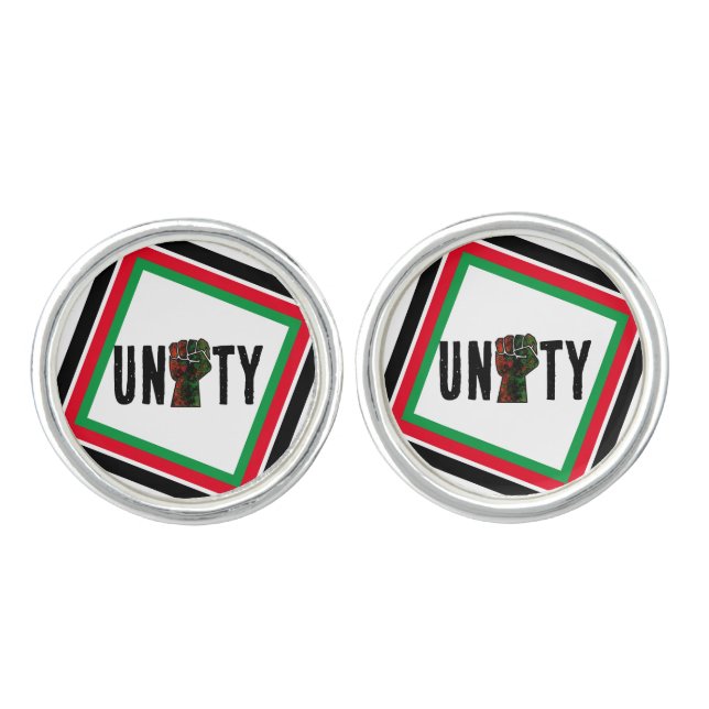 black pride red green fist pan African flag unity  Cufflinks (Front)