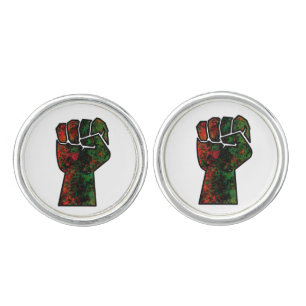 black pride red green fist pan African flag unity  Cufflinks