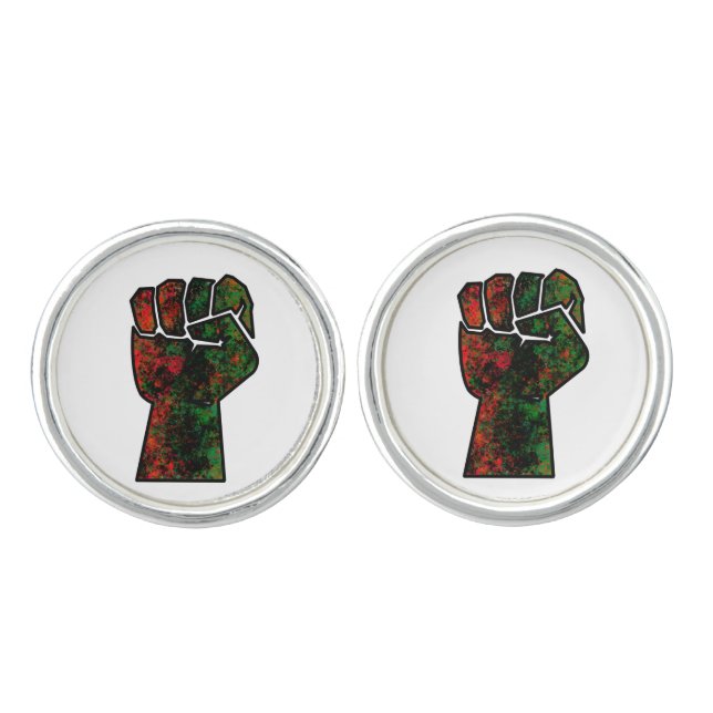 black pride red green fist pan African flag unity  Cufflinks (Front)