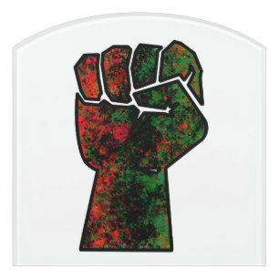 black pride red green fist pan African flag unity Door Sign