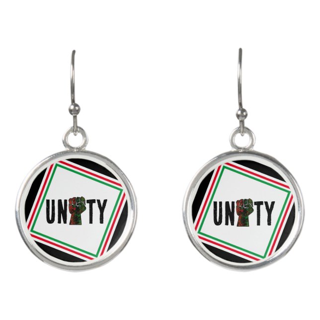 black pride red green fist pan African flag unity  Earrings (Front)