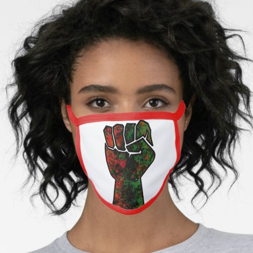 black pride red green fist pan African flag unity  Face Mask