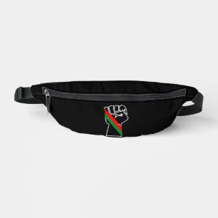 black pride red green fist pan African flag unity  Fanny Pack