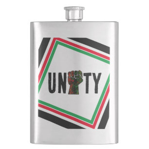 black pride red green fist pan African flag unity Flask