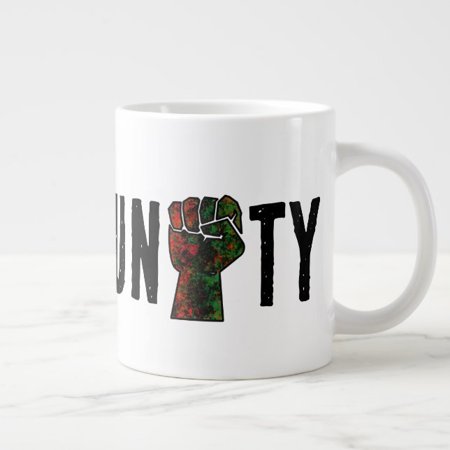 black pride red green fist pan African flag unity  Giant Coffee Mug (Right)