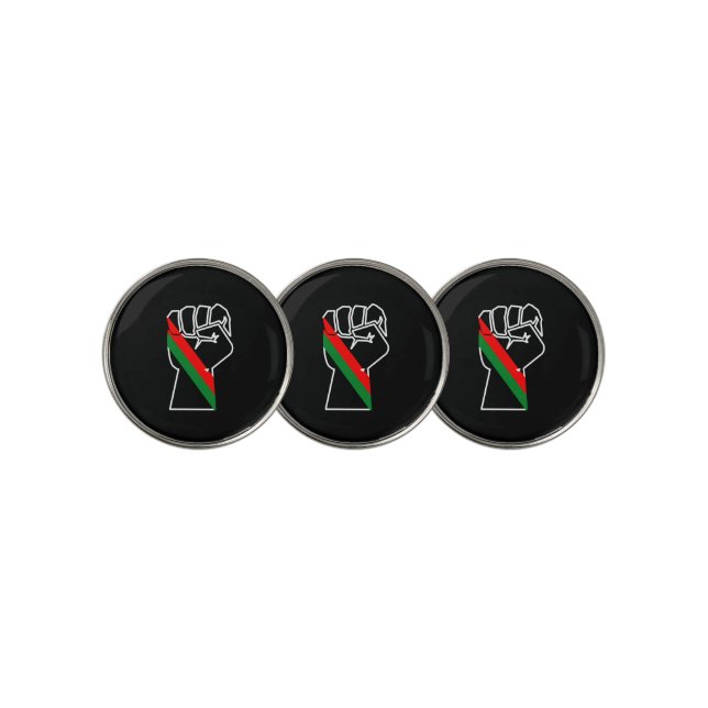 black pride red green fist pan African flag unity  Golf Ball Marker (3 Up)