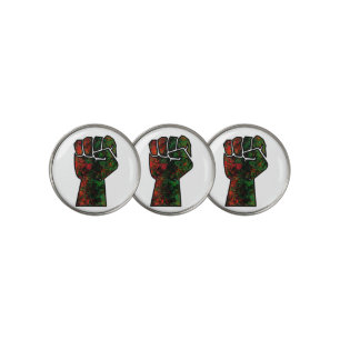black pride red green fist pan African flag unity Golf Ball Marker