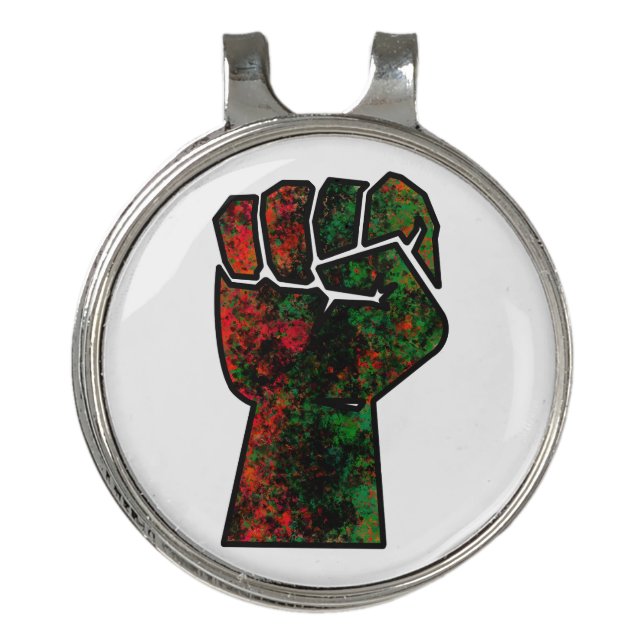 black pride red green fist pan African flag unity  Golf Hat Clip (Front)