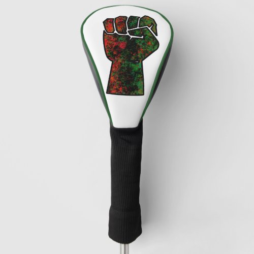 black pride red green fist pan African flag unity  Golf Head Cover