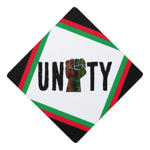 black pride red green fist pan African flag unity Graduation Cap Topper