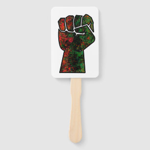 black pride red green fist pan African flag unity Hand Fan