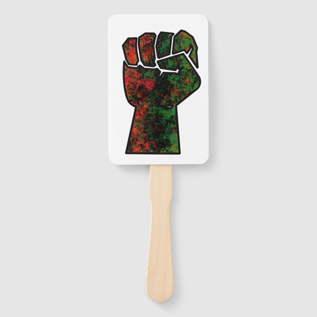 black pride red green fist pan African flag unity  Hand Fan (Front)