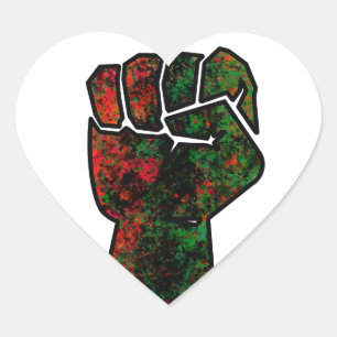 black pride red green fist pan African flag unity Heart Sticker